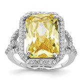 Cheryl M Sterling Silver Rhodium-plated Polished Fancy Yellow and White CZ Ring
