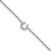 Cheryl M Sterling Silver Rhodium-plated Polished and Beaded CZ Horseshoe 9.5 Inch with 1 Inch Extension Anklet