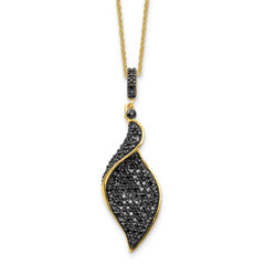 Cheryl M Sterling Silver Hematite and Rhodium-plated Polished Fancy Black CZ 18 Inch Necklace