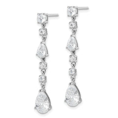 Cheryl M Sterling Silver Rhodium-plated Polished Fancy CZ Teardrop Post Dangle Earrings