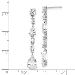 Cheryl M Sterling Silver Rhodium-plated Polished Fancy CZ Teardrop Post Dangle Earrings