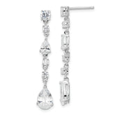 Cheryl M Sterling Silver Rhodium-plated Polished Fancy CZ Teardrop Post Dangle Earrings