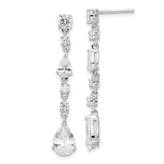 Cheryl M Sterling Silver Rhodium-plated Polished Fancy CZ Teardrop Post Dangle Earrings