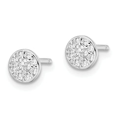 Cheryl M Sterling Silver Rhodium-plated Polished Pave CZ Circle Post Earrings