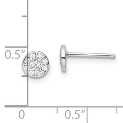 Cheryl M Sterling Silver Rhodium-plated Polished Pave CZ Circle Post Earrings