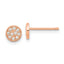 Cheryl M Sterling Silver Rose Gold-plated Polished Pave CZ Circle Post Earrings