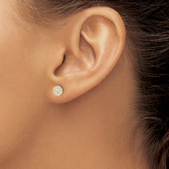 Cheryl M Sterling Silver Gold-plated Polished Pave CZ Circle Post Earrings