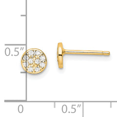 Cheryl M Sterling Silver Gold-plated Polished Pave CZ Circle Post Earrings