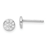 Cheryl M Sterling Silver Rhodium-plated Polished Pave CZ Circle Post Earrings
