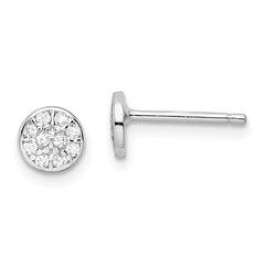 Cheryl M Sterling Silver Rhodium-plated Polished Pave CZ Circle Post Earrings