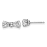 Cheryl M Sterling Silver Rhodium-plated Polished CZ Bow Post Earrings