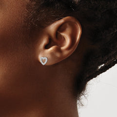 Cheryl M Sterling Silver Rhodium-plated Polished CZ Heart Post Earrings