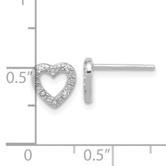 Cheryl M Sterling Silver Rhodium-plated Polished CZ Heart Post Earrings