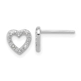 Cheryl M Sterling Silver Rhodium-plated Polished CZ Heart Post Earrings