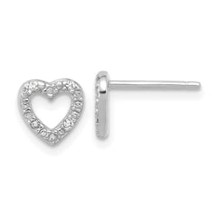 Cheryl M Sterling Silver Rhodium-plated Polished CZ Heart Post Earrings