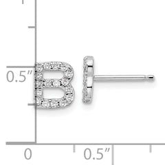 Cheryl M Sterling Silver Rhodium-plated Polished Letter B CZ Initial Post Earrings