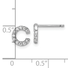 Cheryl M Sterling Silver Rhodium-plated Polished Letter C CZ Initial Post Earrings