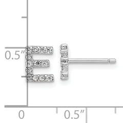 Cheryl M Sterling Silver Rhodium-plated Polished Letter E CZ Initial Post Earrings