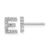 Cheryl M Sterling Silver Rhodium-plated Polished Letter E CZ Initial Post Earrings