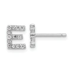 Cheryl M Sterling Silver Rhodium-plated Polished Letter E CZ Initial Post Earrings