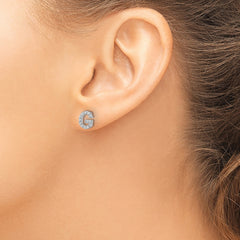 Cheryl M Sterling Silver Rhodium-plated Polished Letter G CZ Initial Post Earrings