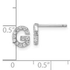 Cheryl M Sterling Silver Rhodium-plated Polished Letter G CZ Initial Post Earrings