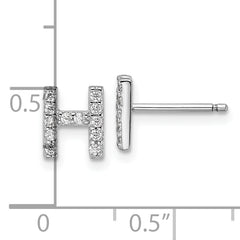 Cheryl M Sterling Silver Rhodium-plated Polished Letter H CZ Initial Post Earrings