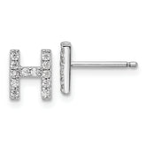Cheryl M Sterling Silver Rhodium-plated Polished Letter H CZ Initial Post Earrings