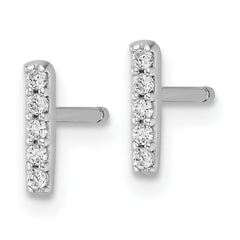 Cheryl M Sterling Silver Rhodium-plated Polished Letter I CZ Initial Post Earrings