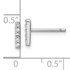 Cheryl M Sterling Silver Rhodium-plated Polished Letter I CZ Initial Post Earrings
