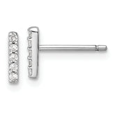 Cheryl M Sterling Silver Rhodium-plated Polished Letter I CZ Initial Post Earrings