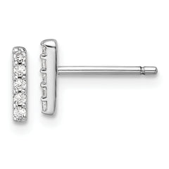 Cheryl M Sterling Silver Rhodium-plated Polished Letter I CZ Initial Post Earrings