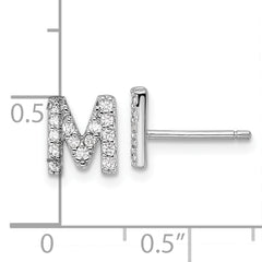 Cheryl M Sterling Silver Rhodium-plated Polished Letter M CZ Initial Post Earrings