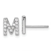 Cheryl M Sterling Silver Rhodium-plated Polished Letter M CZ Initial Post Earrings