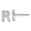 Cheryl M Sterling Silver Rhodium-plated Polished Letter R CZ Initial Post Earrings