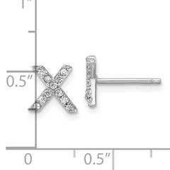 Cheryl M Sterling Silver Rhodium-plated Polished Letter X CZ Initial Post Earrings