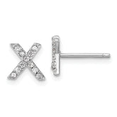Cheryl M Sterling Silver Rhodium-plated Polished Letter X CZ Initial Post Earrings