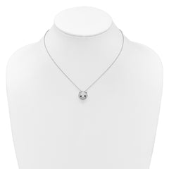 Cheryl M Sterling Silver Rhodium-plated Polished Black and White CZ Cat 16 Inch with 2 Inch Extension Necklace