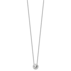 Cheryl M Sterling Silver Rhodium-plated Polished 9mm Bezel Set CZ 16 Inch with 2 Inch Extension Necklace