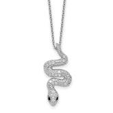 Cheryl M Sterling Silver Rhodium-plated Polished Black and White CZ Snake 16 Inch with 2 Inch Extension Necklace