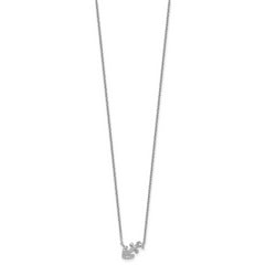 Cheryl M Sterling Silver Rhodium-plated Polished CZ Anchor 16 Inch with 2 Inch Extension Necklace
