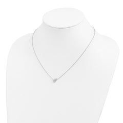 Cheryl M Sterling Silver Rhodium-plated Polished CZ Anchor 16 Inch with 2 Inch Extension Necklace