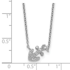 Cheryl M Sterling Silver Rhodium-plated Polished CZ Anchor 16 Inch with 2 Inch Extension Necklace