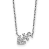 Cheryl M Sterling Silver Rhodium-plated Polished CZ Anchor 16 Inch with 2 Inch Extension Necklace