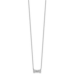 Cheryl M Sterling Silver Rhodium-plated Polished CZ Bow 16 Inch with 2 Inch Extension Necklace