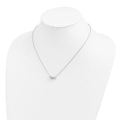 Cheryl M Sterling Silver Rhodium-plated Polished CZ Bow 16 Inch with 2 Inch Extension Necklace