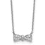 Cheryl M Sterling Silver Rhodium-plated Polished CZ Bow 16 Inch with 2 Inch Extension Necklace