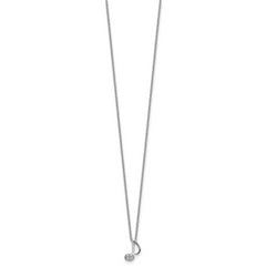 Cheryl M Sterling Silver Rhodium-plated Polished CZ Music Note 16 Inch with 2 Inch Extension Necklace