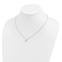 Cheryl M Sterling Silver Rhodium-plated Polished CZ Music Note 16 Inch with 2 Inch Extension Necklace