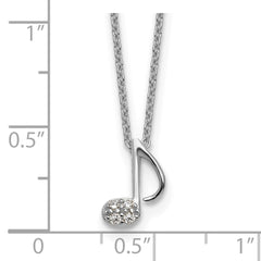 Cheryl M Sterling Silver Rhodium-plated Polished CZ Music Note 16 Inch with 2 Inch Extension Necklace